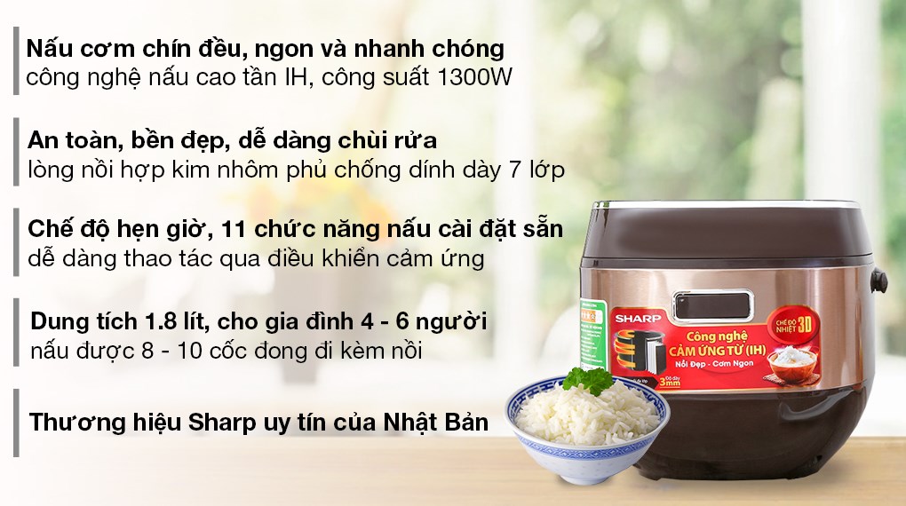 Nồi cơm điện Sharp 1.8 lít KS-IH191V