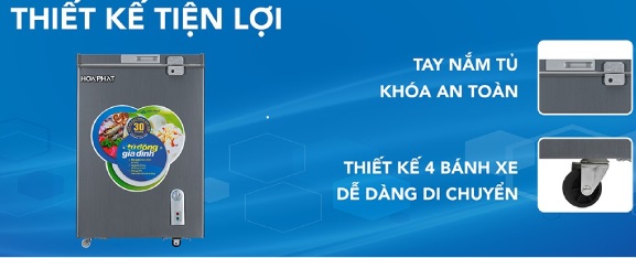 TỦ ĐÔNG HÒA PHÁT HPF AD6107G 107L 1 chế độ MÀU GHI XÁM
