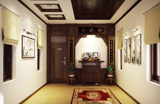 Thiết kế phòng thờ cho nhà ống
