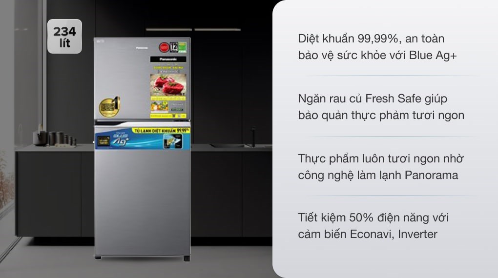 Tủ lạnh Panasonic inverter 234 lít NR-TV261APSV