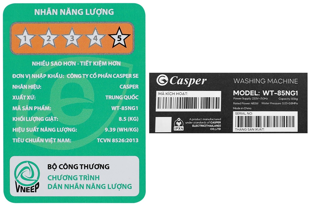 MÁY GIẶT CASPER 8.5KG WT-85NG1