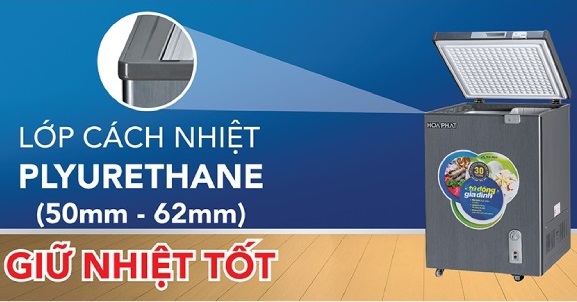 TỦ ĐÔNG HÒA PHÁT HPF AD6107G 107L 1 chế độ MÀU GHI XÁM