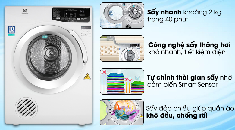 Máy sấy thông hơi Electrolux 8 Kg EDS805KQWA