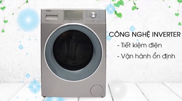 Máy giặt Aqua Inverter 9.5kg AQD-DD950E lồng ngang màu ghi