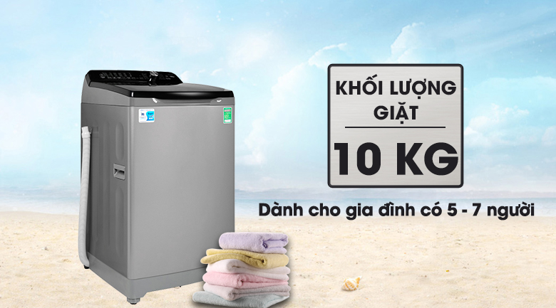 Máy giặt Aqua 10kg AQW-FR100ET S lồng đứng màu ghi