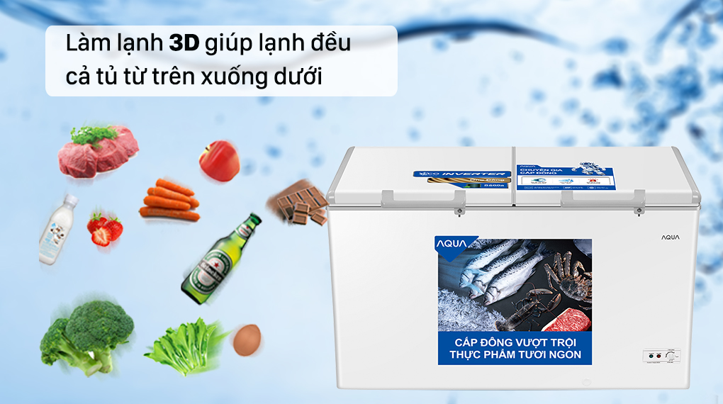Tủ đông AQUA Inverter 295 lít AQF-C4202E - chính hãng, giá tốt