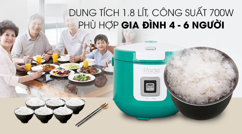 Nồi cơm điện Sunhouse Mana 1.8 lít SHD8658G