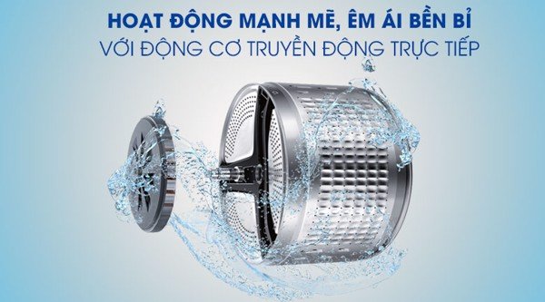 Máy giặt Aqua Inverter 9.5kg AQD-DD950E lồng ngang màu ghi