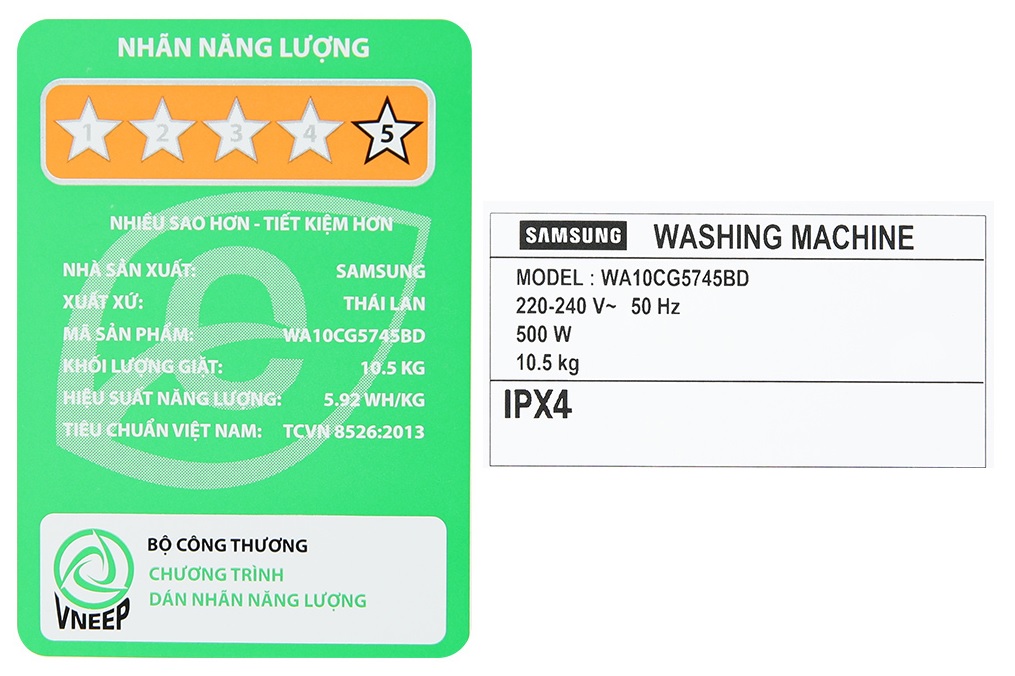 MÁY GIẶT SAMSUNG WA10CG5745BDSV 10.5 KG INVERTER