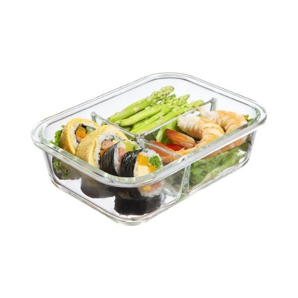 Hộp thủy tinh chữ nhật Inochi Nikko 1040ml 3 ngăn