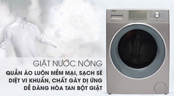 Máy giặt Aqua Inverter 9.5kg AQD-DD950E lồng ngang màu ghi