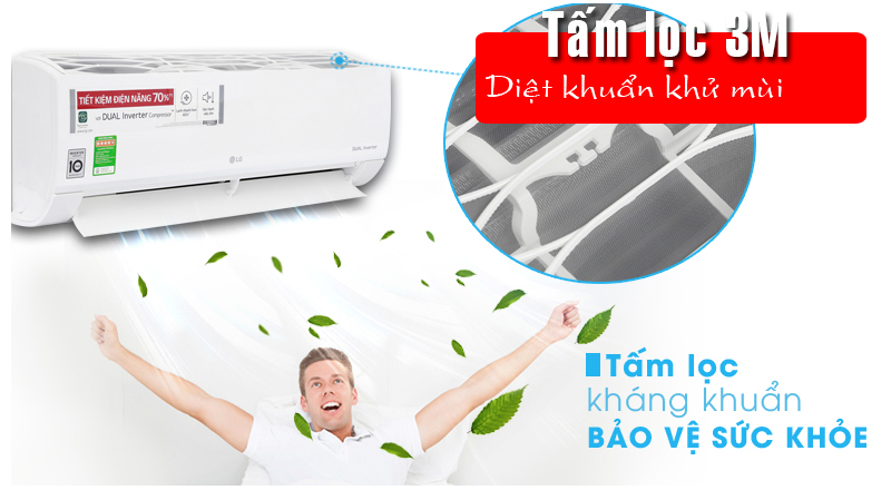 Điều hoà LG V10ENW1 9000BTU 1 chiều interver (Đèn nền đk)
