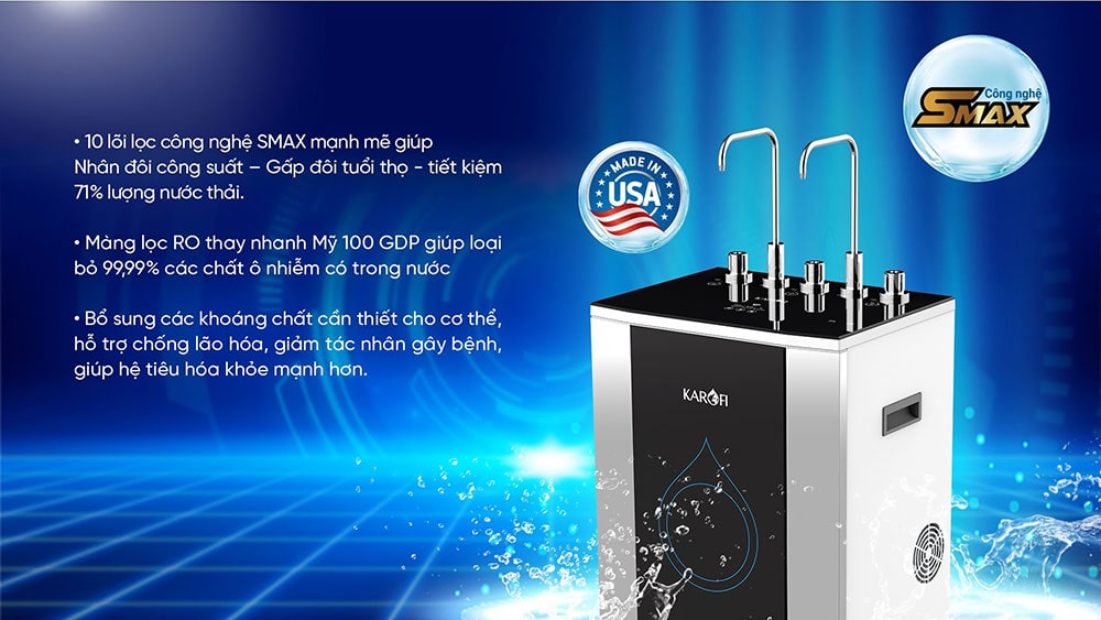 Máy lọc nước nóng lạnh Karofi KAD-D50 – 10 lõi (WIFI)