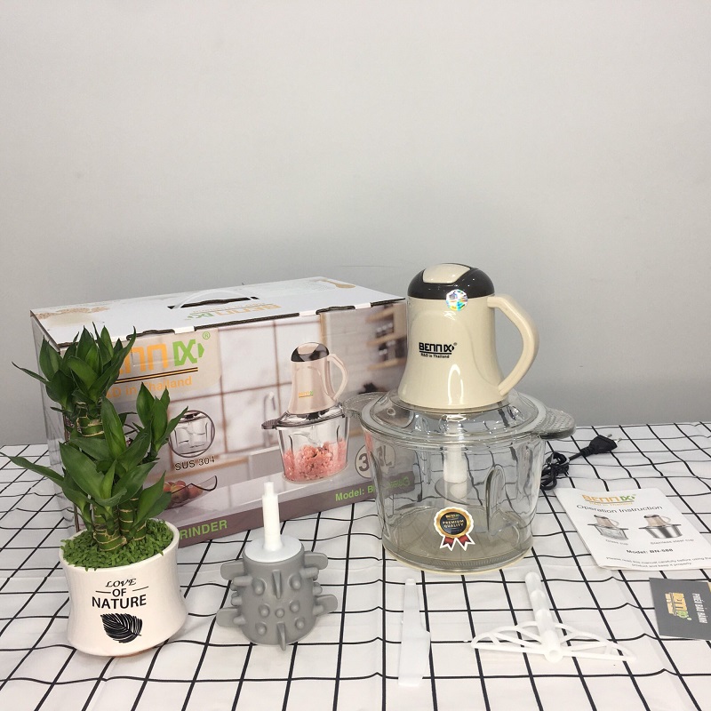 Máy xay thịt Bennix BN-588G Cối thủy tinh(chức năng bóc tỏi )