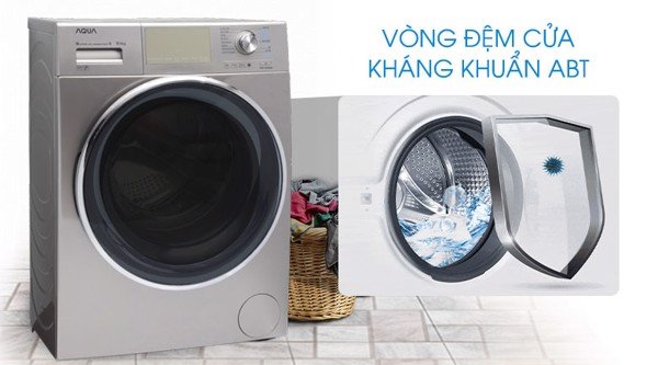 Máy giặt Aqua Inverter 9.5kg AQD-DD950E lồng ngang màu ghi