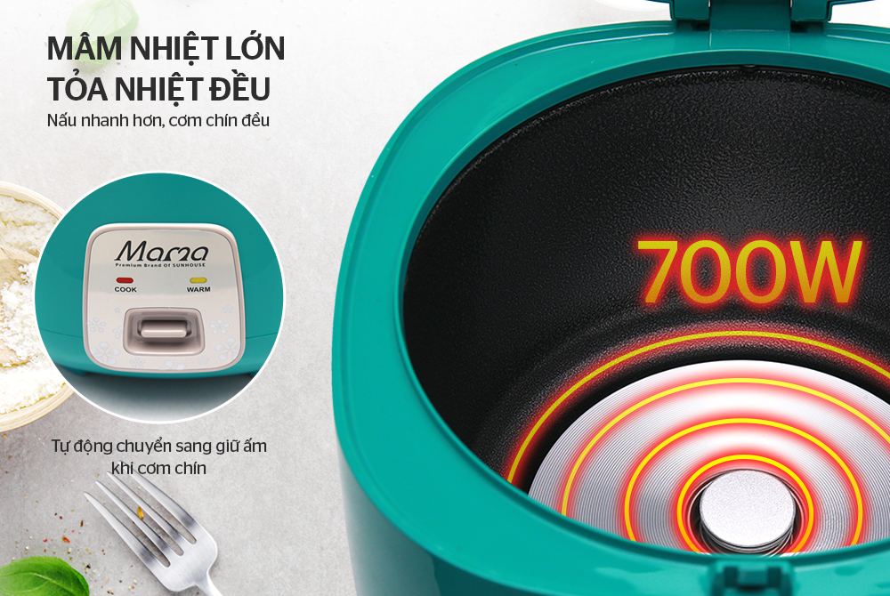 Nồi cơm điện Sunhouse Mama 1.8 lít SHD8652G