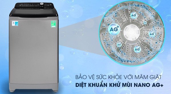Máy giặt Aqua 10kg AQW-FR100ET S lồng đứng màu ghi