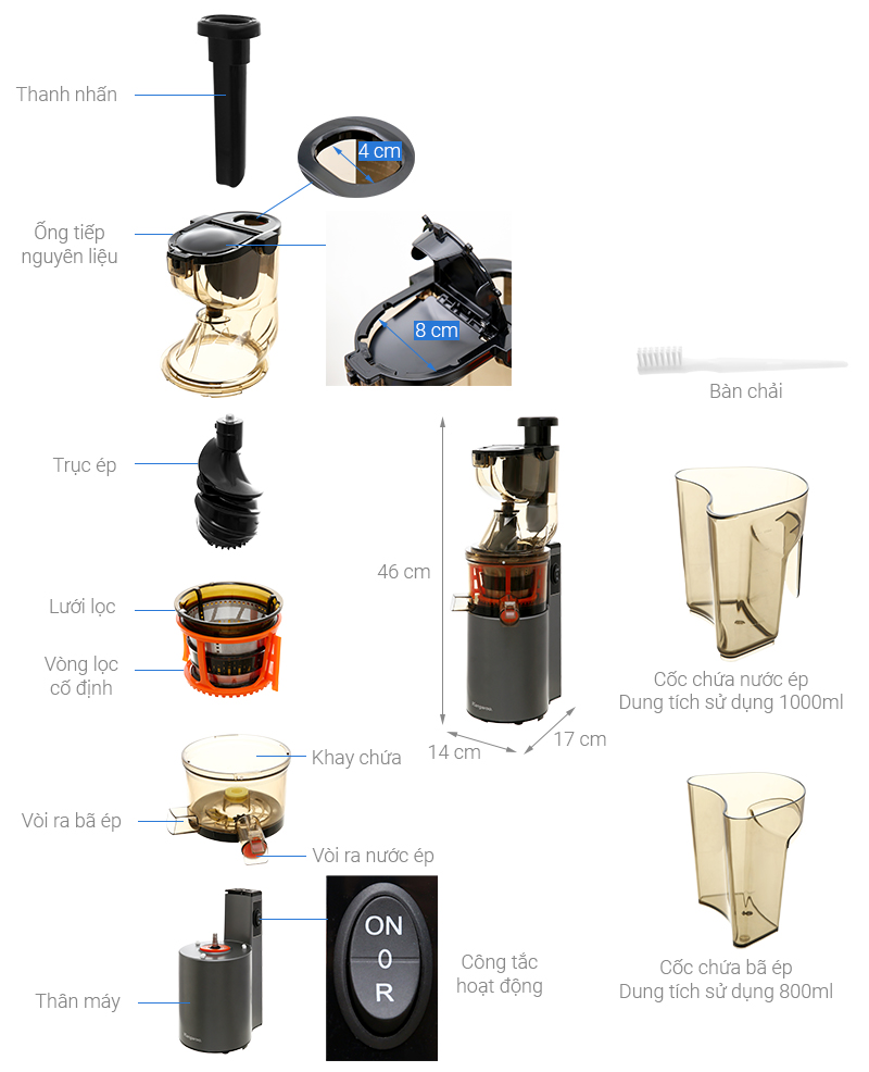 Máy Ép Chậm Kangaroo KG200SJF Chính Hãng