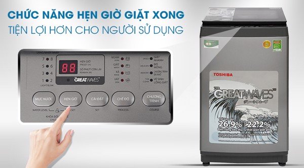 Máy giặt Toshiba 8 kg AW-K905DV(SG) lồng đứng màu xám