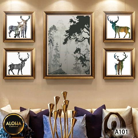 Tranh bộ 5 trang trí cao cấp