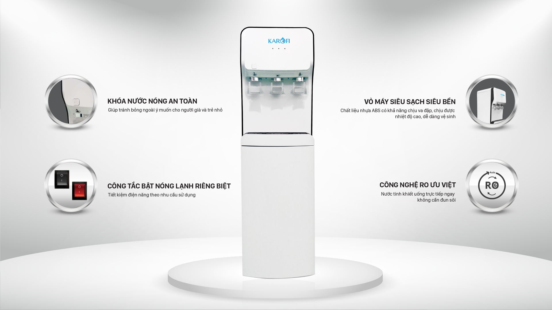 Cây nước nóng lạnh Karofi HC18RO tích hợp lọc nước