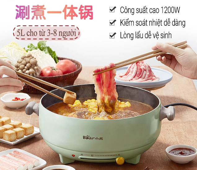 NỒI LẨU ĐIỆN BEAR B50C1, 5L 1200W - LIÊN HỆ ĐỂ ĐƯỢC GIÁ TỐT