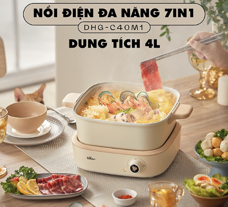 NỒI LẨU ĐIỆN ĐA NĂNG 7 TRONG 1 BEAR DHG-C40M1 - LIÊN HỆ ĐỂ ĐƯỢC GIÁ TỐT