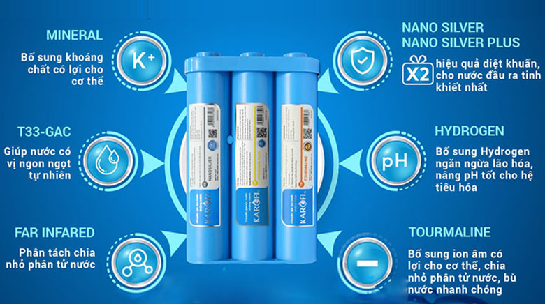 Máy lọc nước Karofi KAD-D66 11 lõi RO nóng nguội lạnh