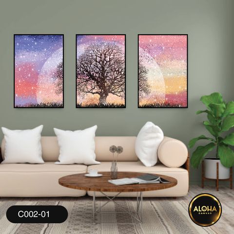 Tranh cây bộ 3 trang trí cao cấp
