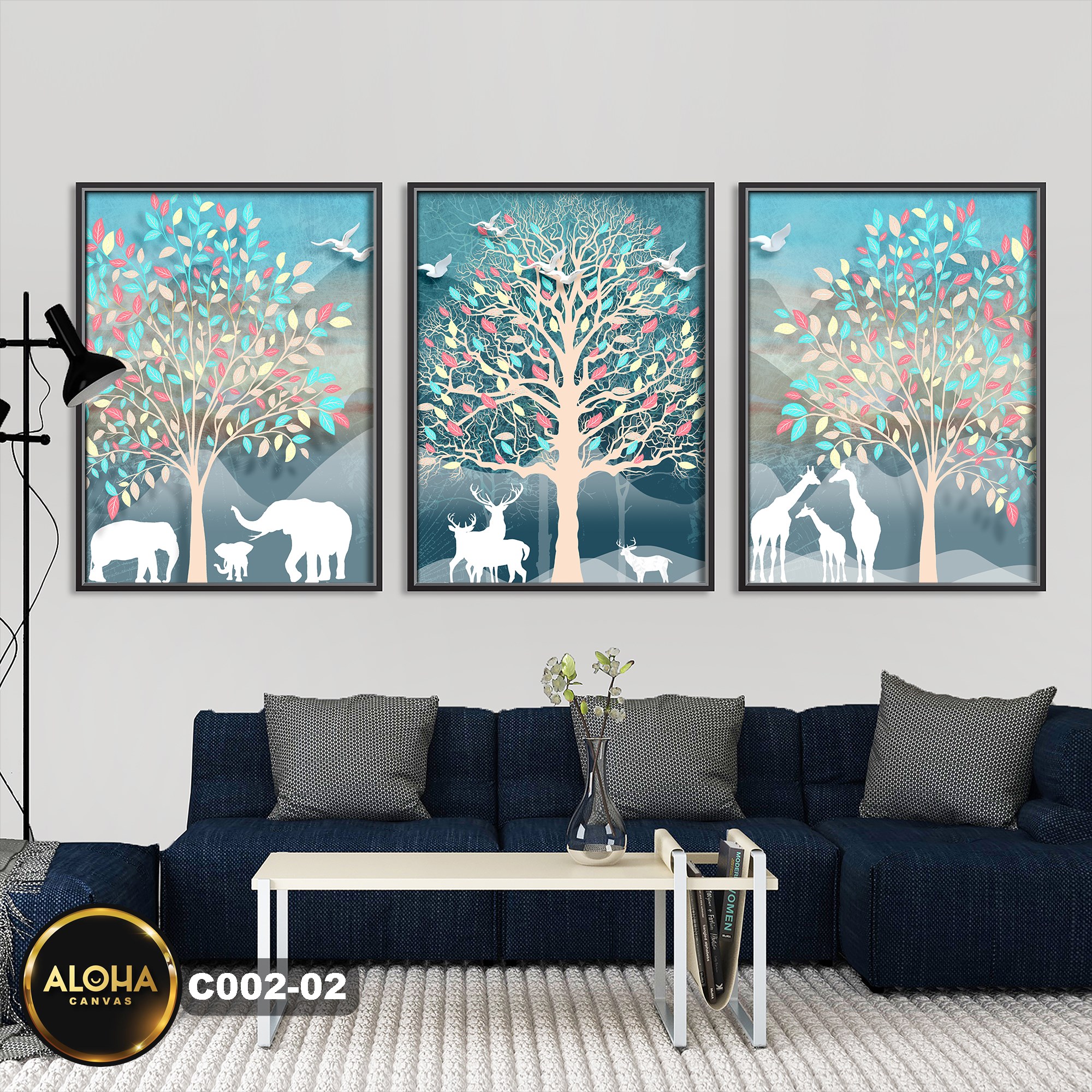 Tranh cây bộ 3 trang trí cao cấp