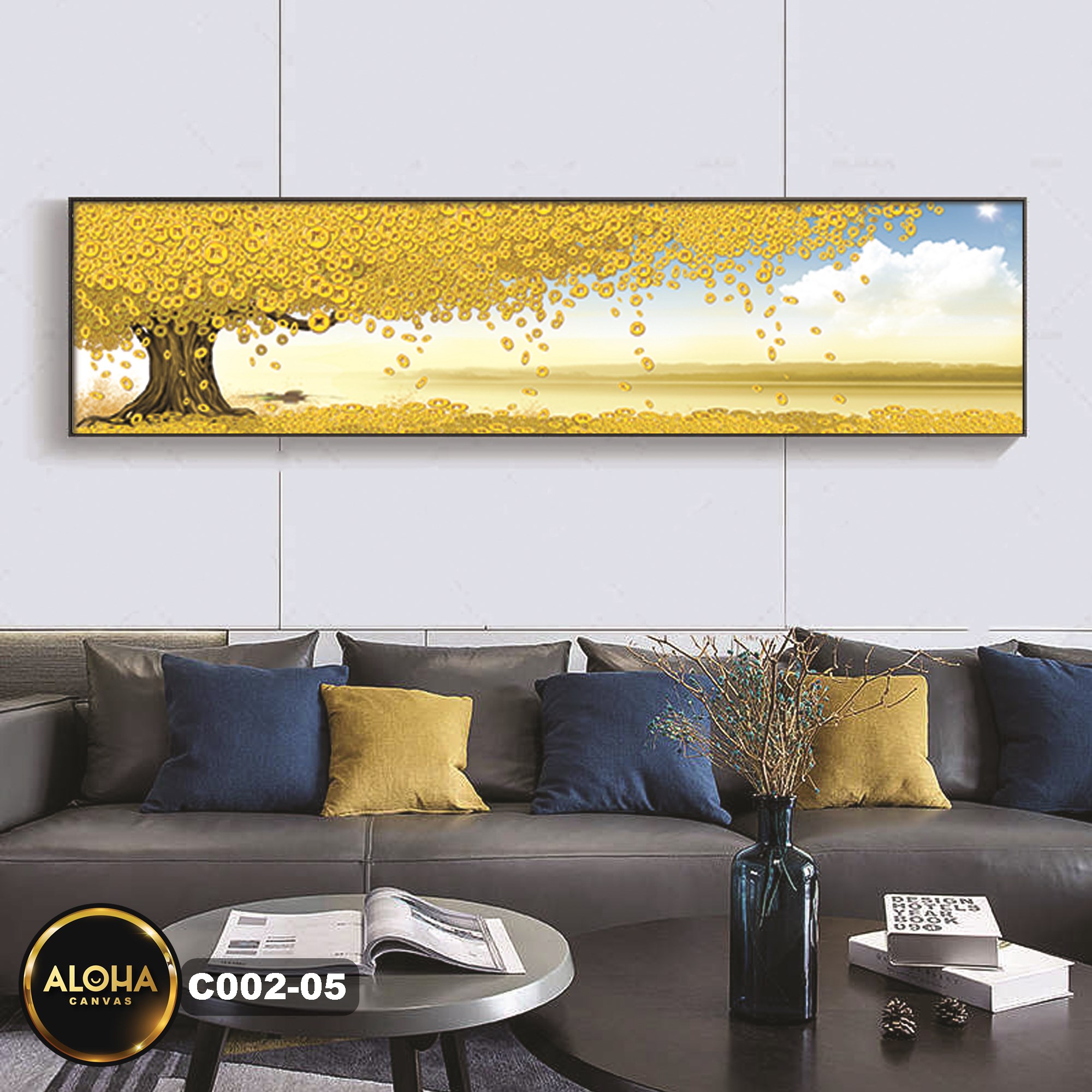 Tranh cây đơn dài trang  trí cao cấp