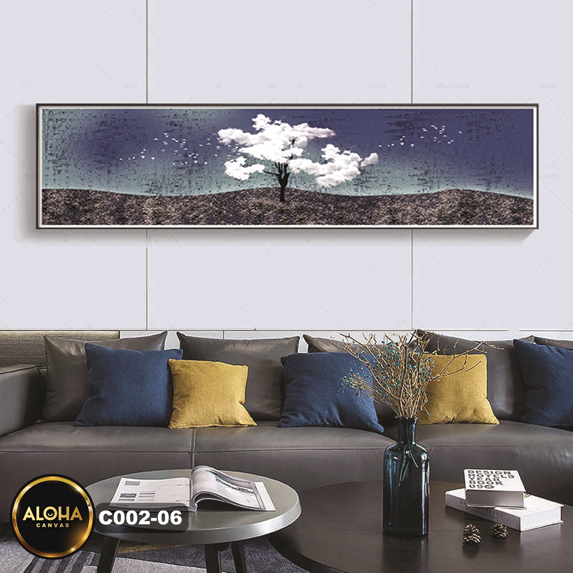 Tranh cây đơn dài trang  trí cao cấp