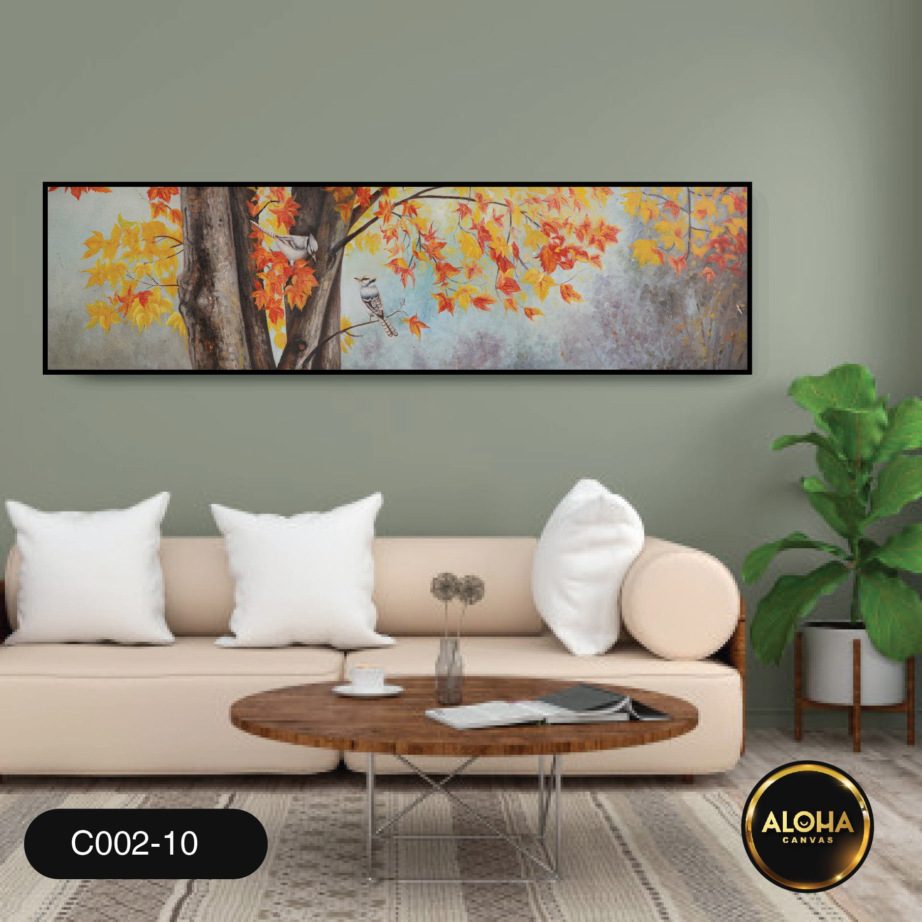 Tranh cây đơn dài trang  trí cao cấp