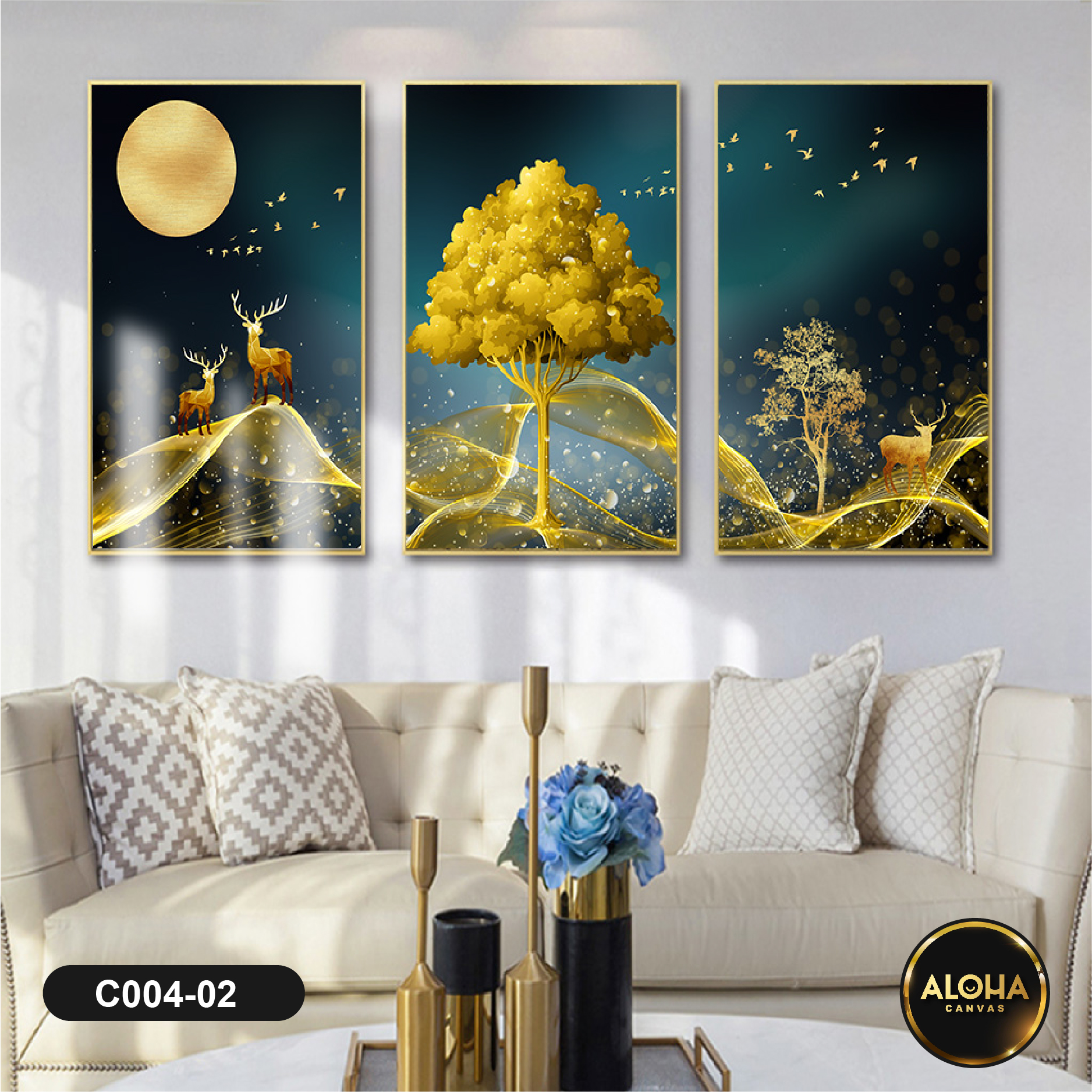 Tranh cây bộ 3 trang trí cao cấp