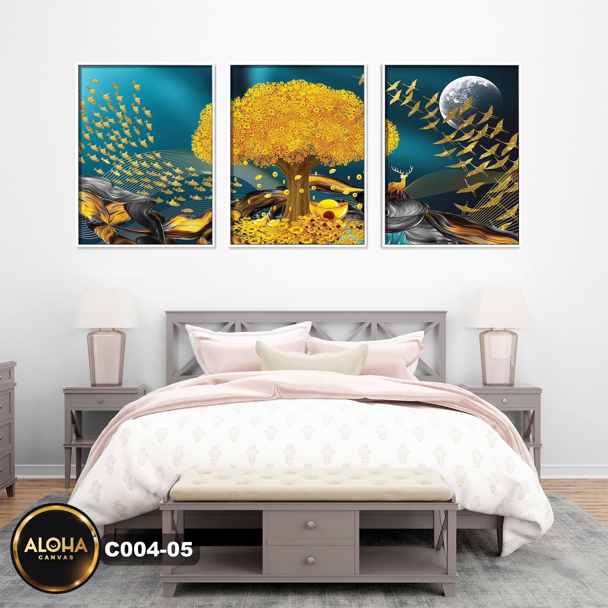 Tranh cây bộ 3 trang trí cao cấp