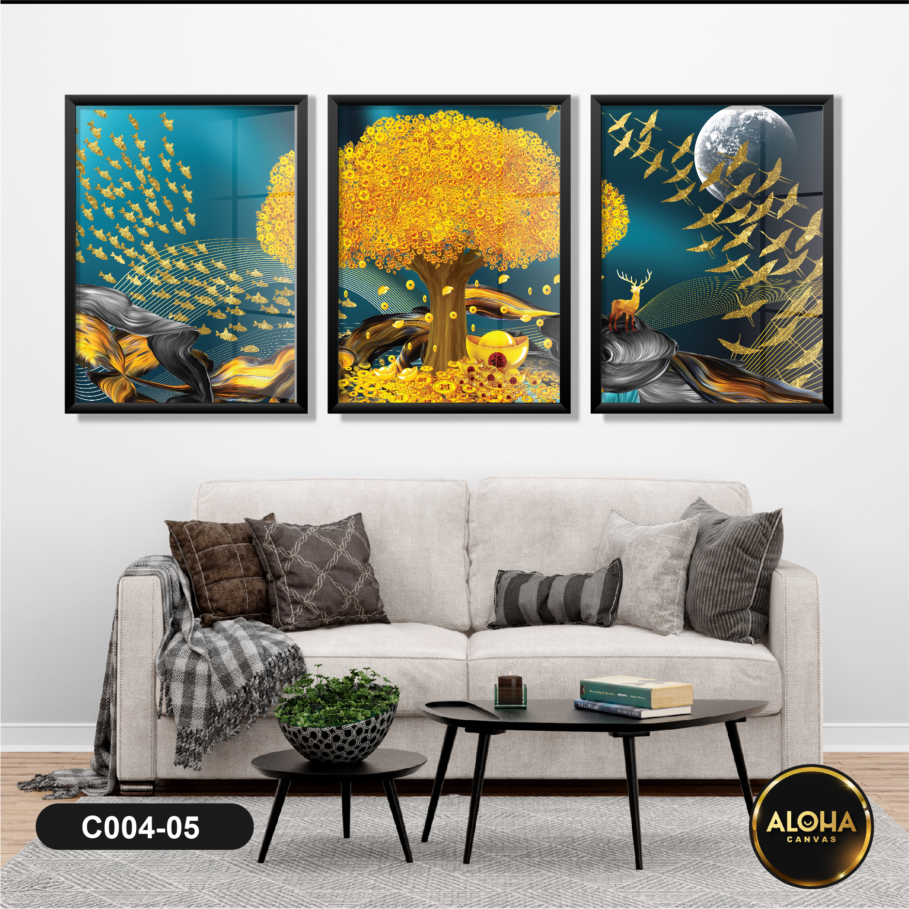 Tranh cây bộ 3 trang trí cao cấp