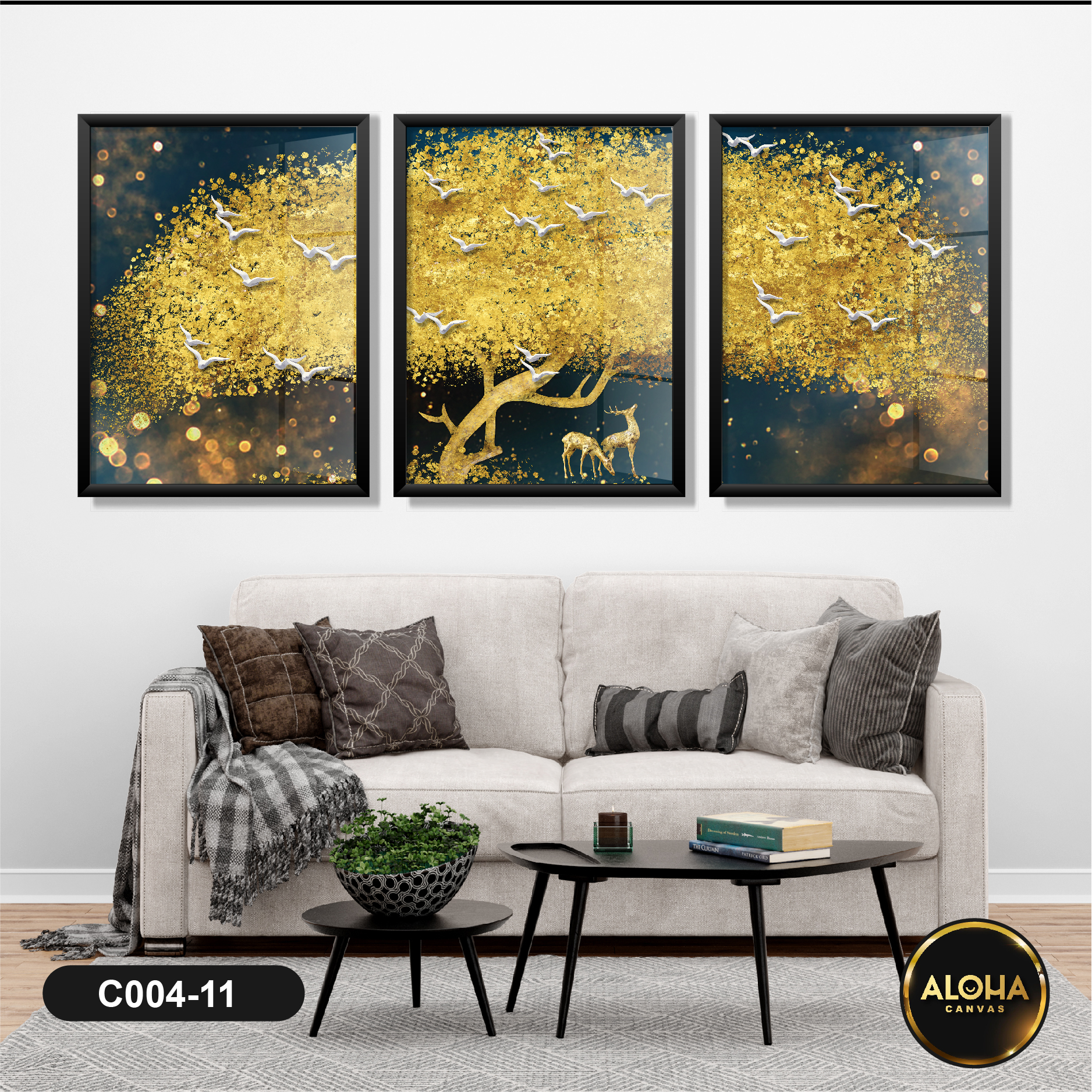 Tranh cây bộ 3 trang trí cao cấp