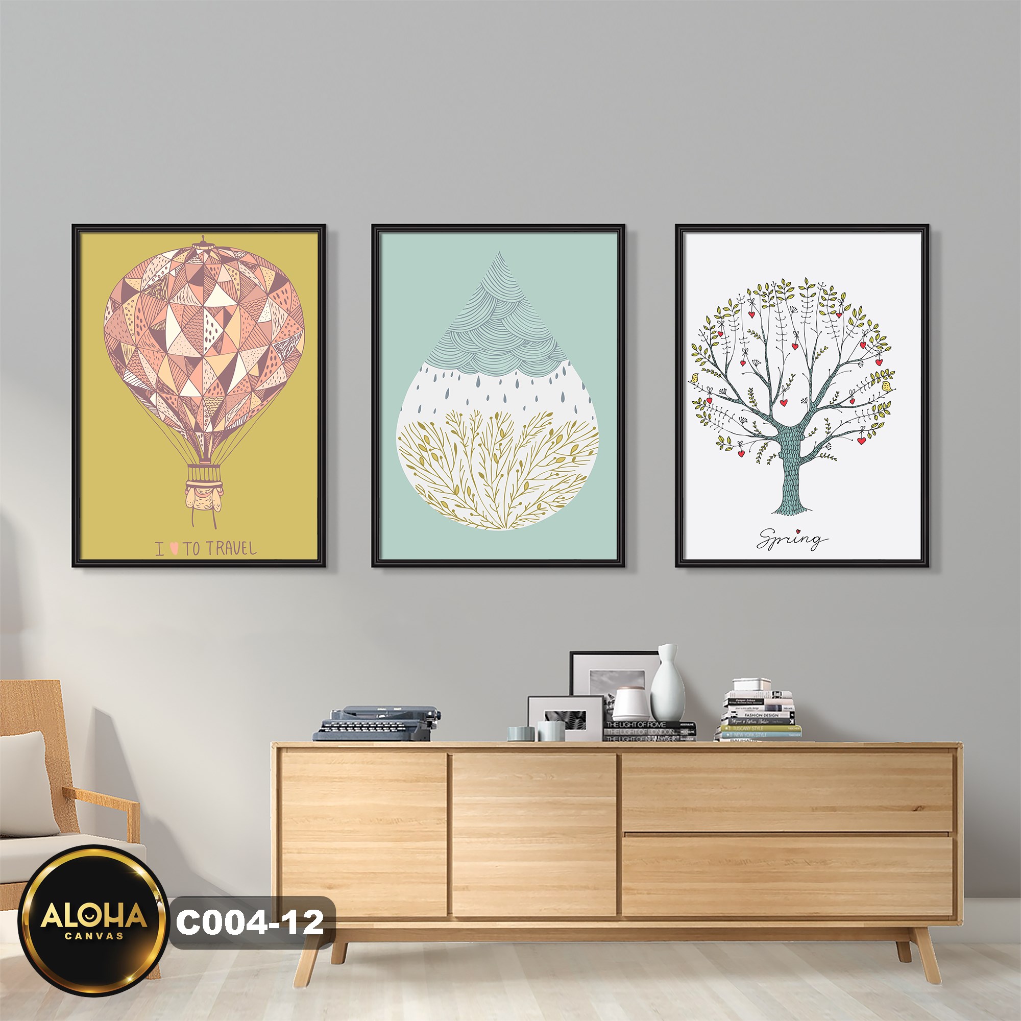 Tranh cây bộ 3 trang trí cao cấp