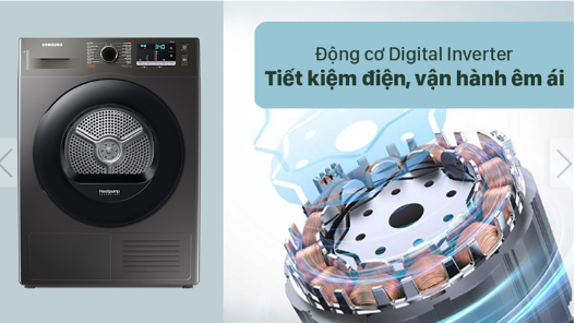 Máy sấy bơm nhiệt Samsung 9 kg DV90TA240AX/SV