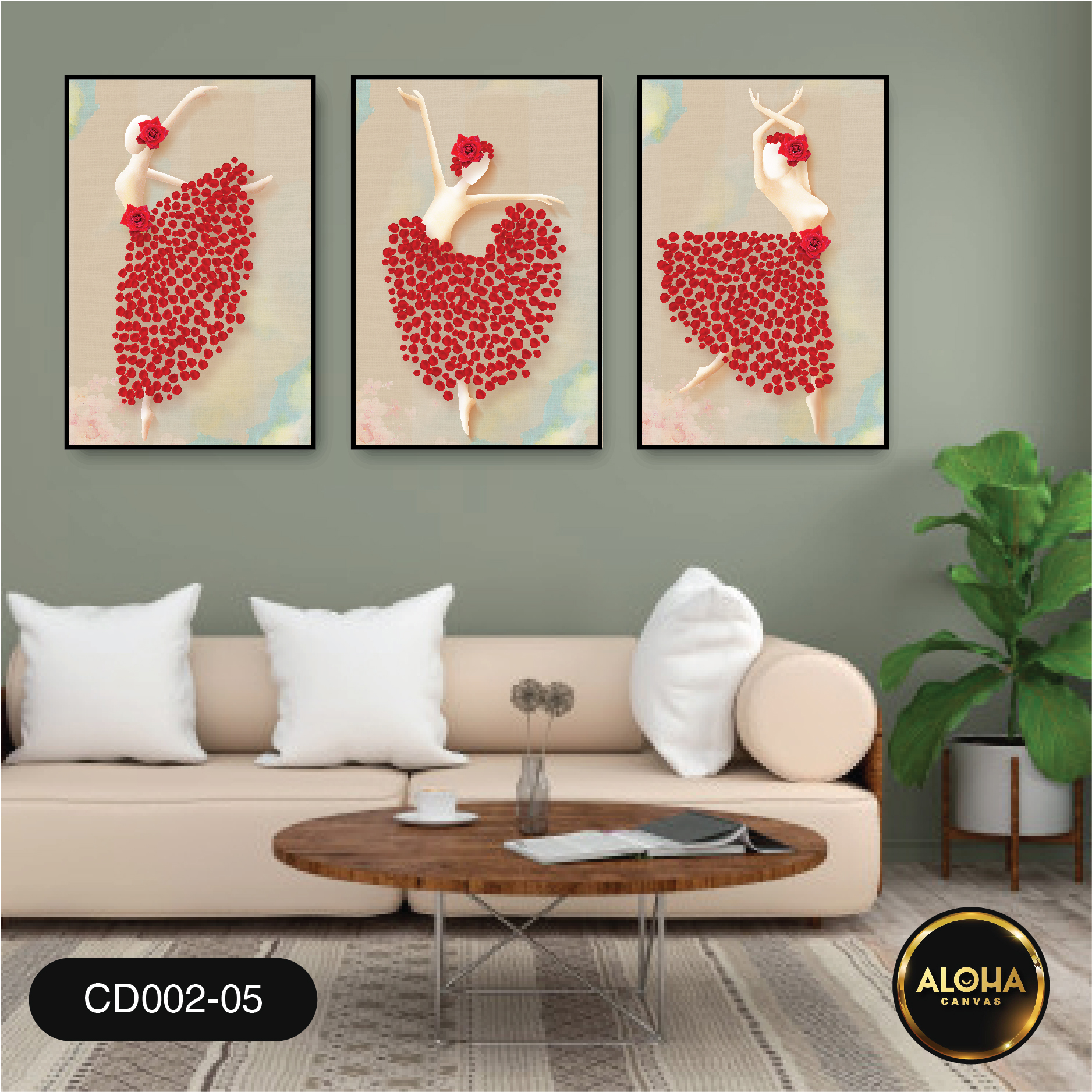 Tranh chân dung bộ 3 trang trí cao cấp