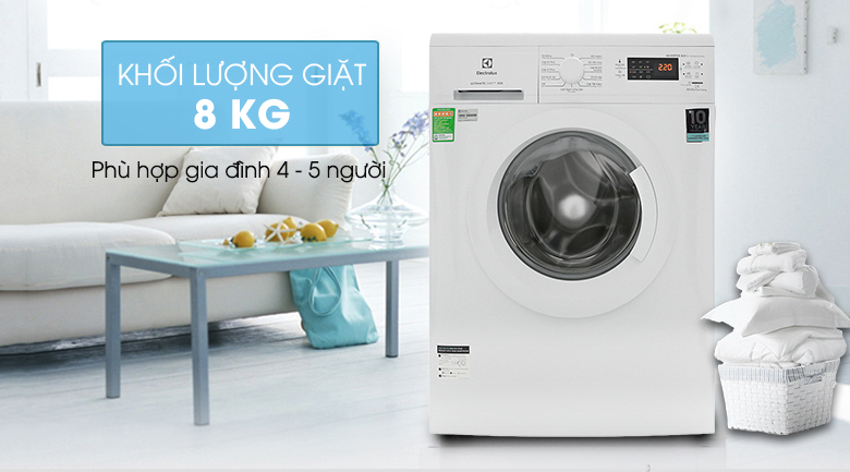 Máy giặt Electrolux 8kg EWF8025DGWA lồng ngang màu trắng