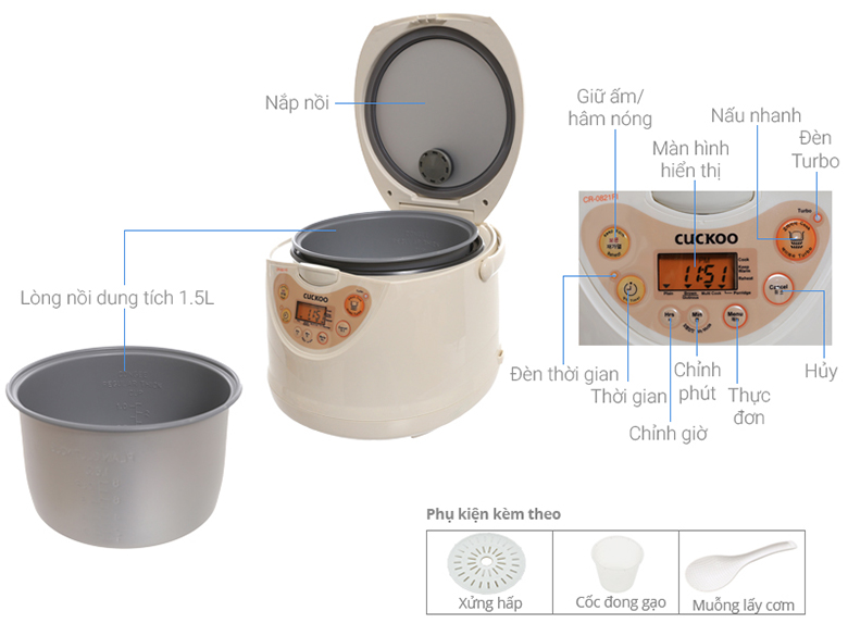 Nồi cơm điện Cuckoo CR0821 1,5l