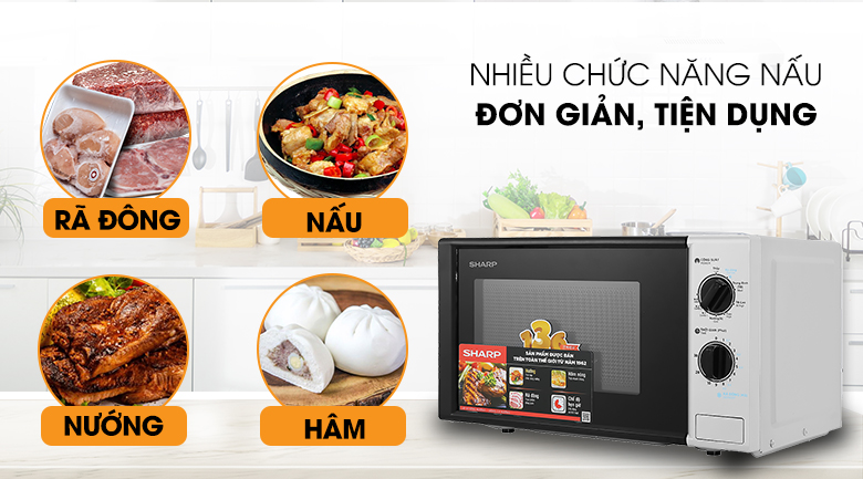 Lò vi sóng có nướng Sharp R-G225VN-BK 20 lít