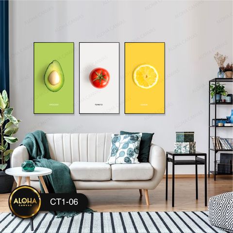 Tranh hoa quả bộ 3 trang trí cao cấp