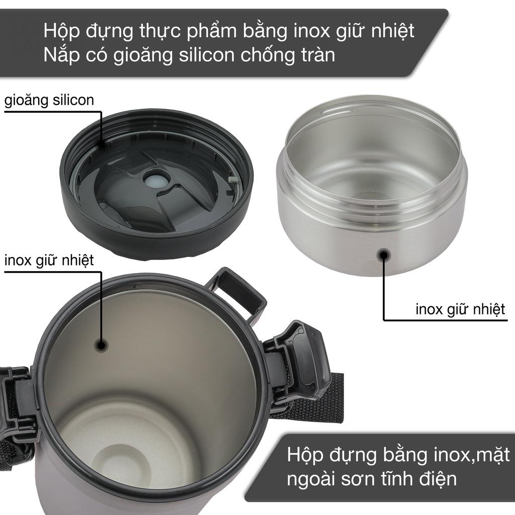 Hộp cơm giữ nhiệt LEBENLANG LBT856 bằng inox 304 với 4 khay riêng biệt, dung tích 2.2L