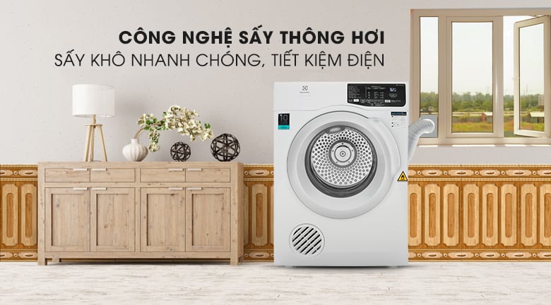 Máy sấy thông hơi Electrolux 8 Kg EDV805JQWA màu trắng