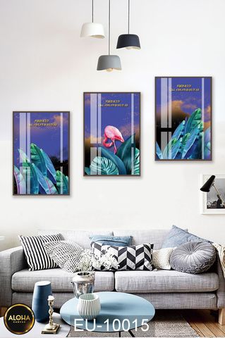 Tranh lá cây bộ 3 trang trí cao cấp