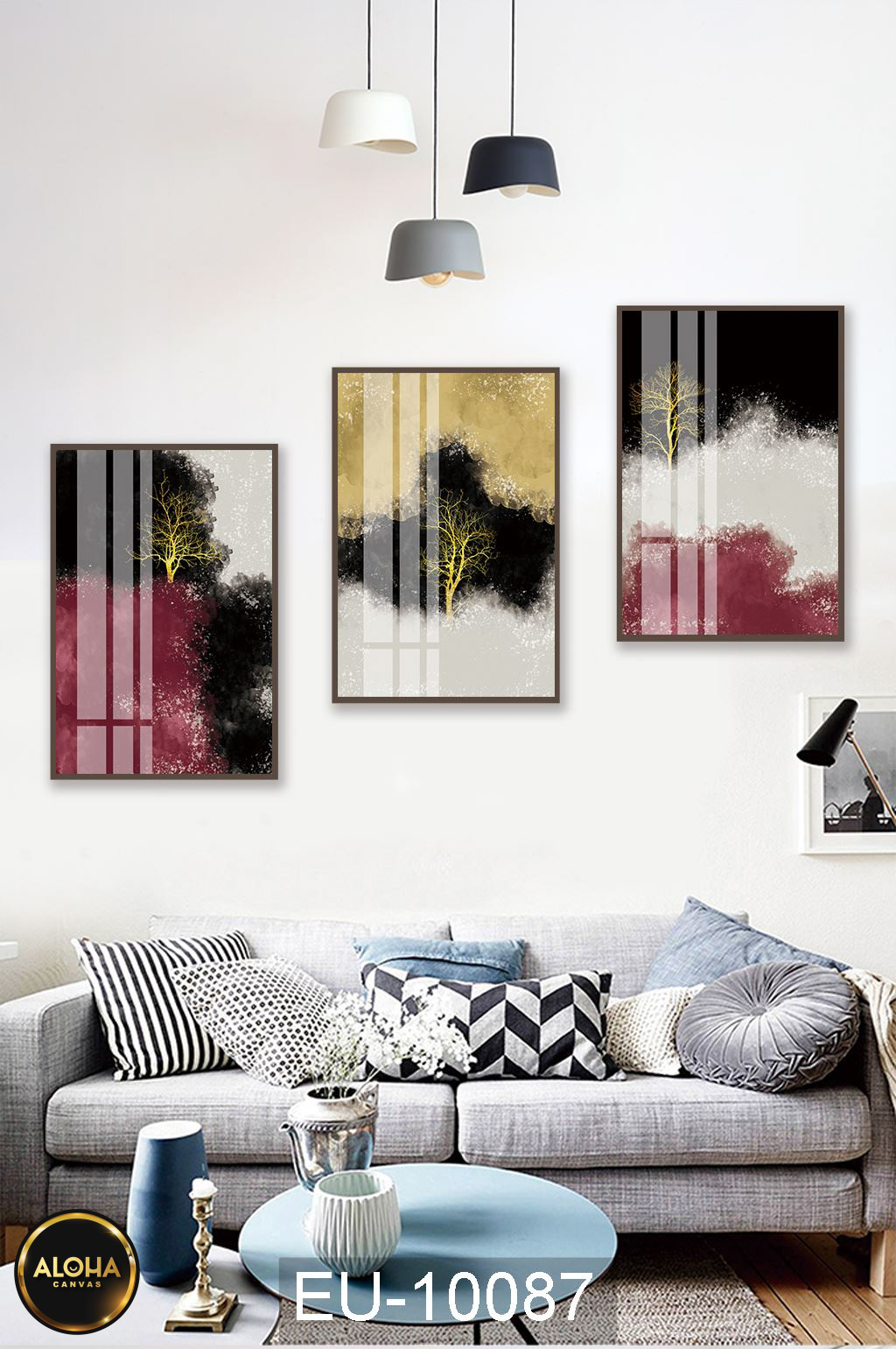 Tranh cây bộ 3 trang trí cao cấp