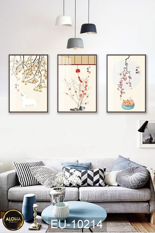 Tranh hoa bộ 3 trang trí cao cấp