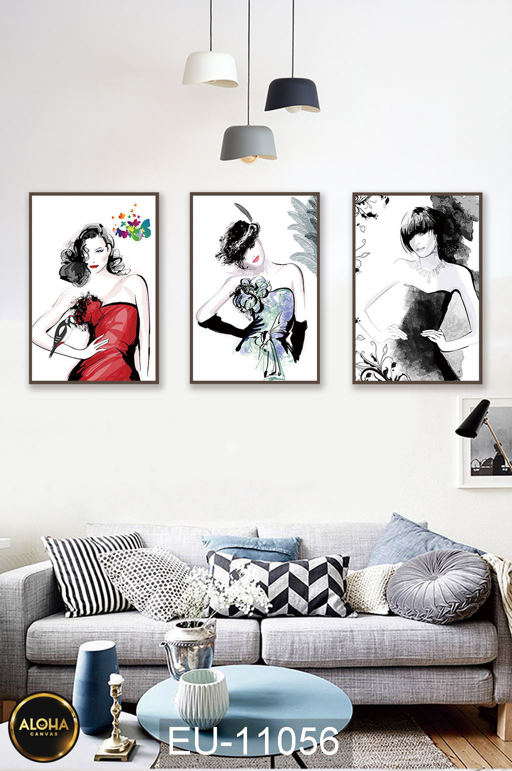 Tranh chân dung bộ 3 trang trí cao cấp